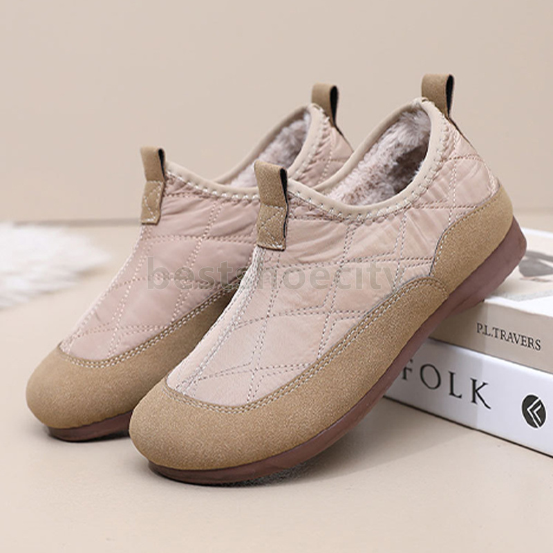 Winter designer boots woman Fashion snow boots Fluffy Lining Soft Sole Shoes Ladies slip-on Warm Comfortable wool blend cotton booties Size 35-42