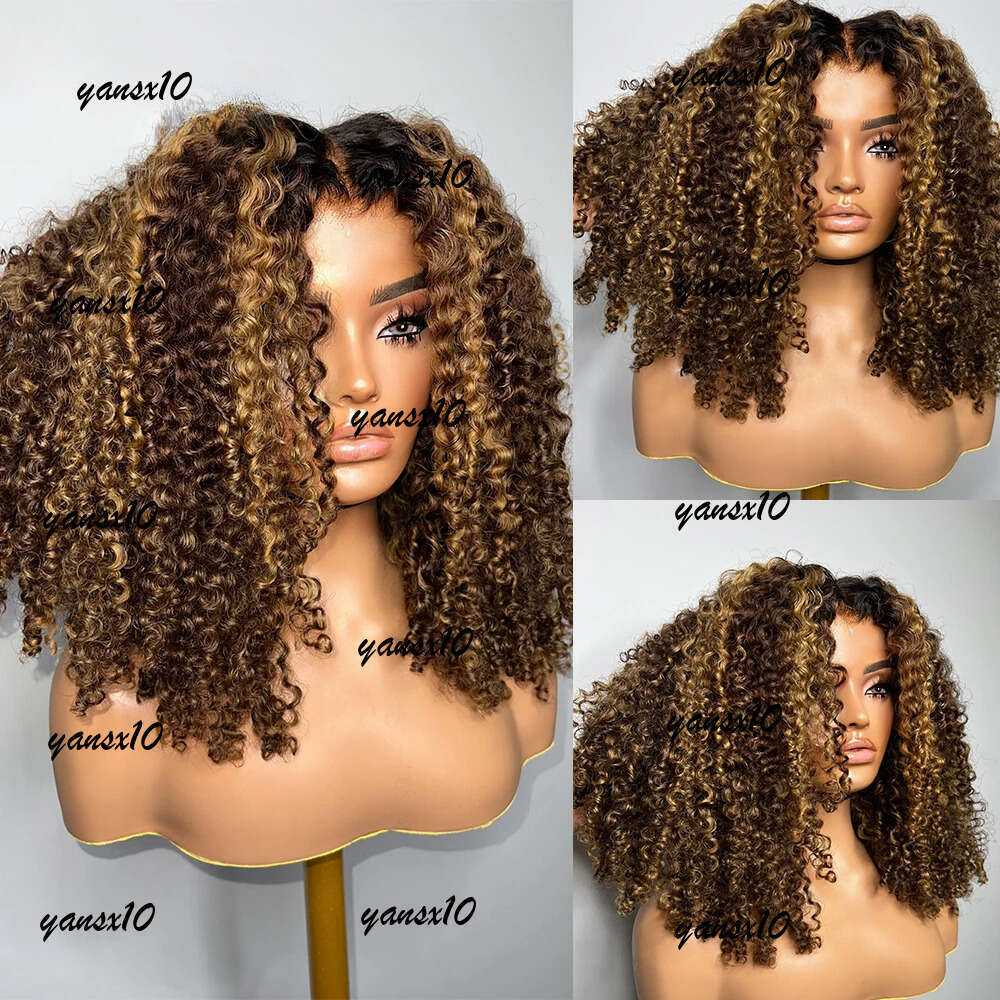 180density Brazilian Kinky 13x4 Frontal Wig Glueless Human Hair 4C Afro Curly Front Synthetic HD Lace Closure Wigs dd