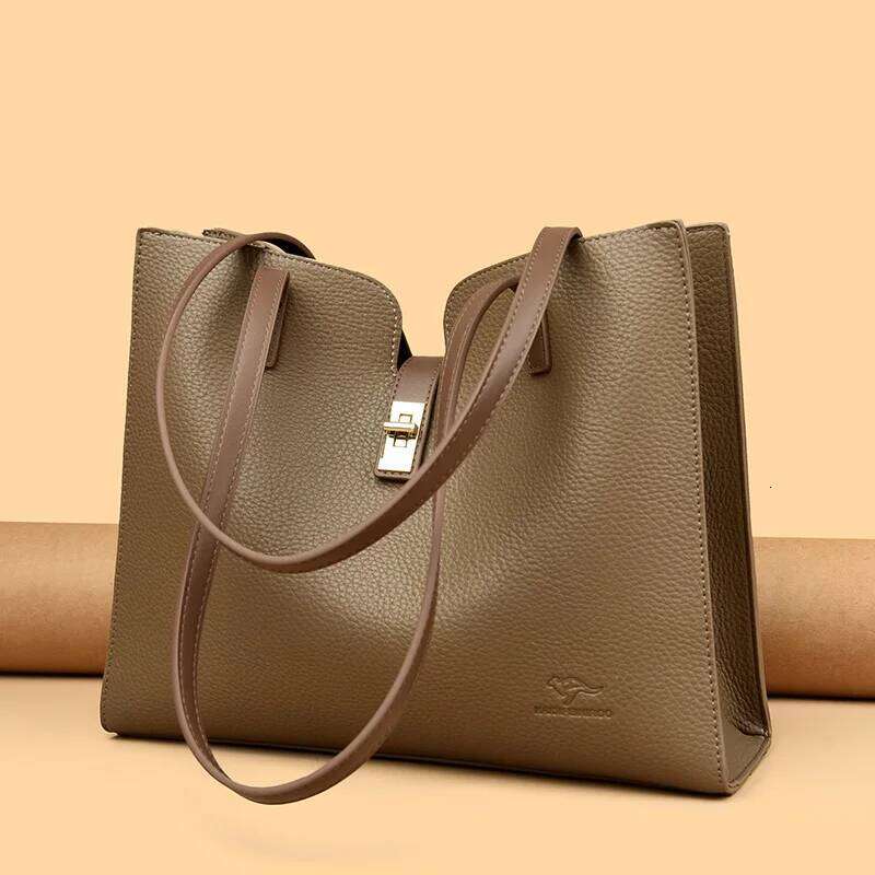 Solid Color Simple Large Capacity Women's Tote Bags High Quality Soft Leather Female Handbag Trendy Women Shoulder Bag