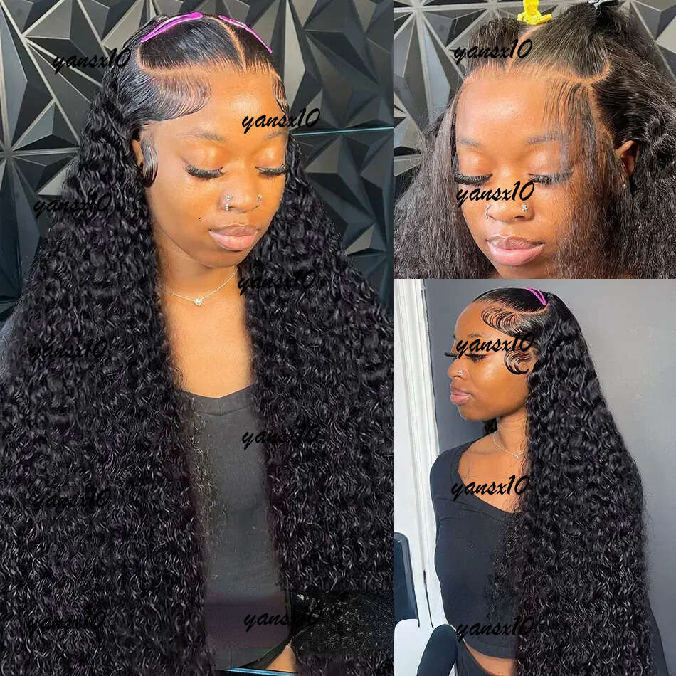 200density Full Brazilian Wave Frontal Wig Transparent 13x4 Lace Front Human Hair for Women Pre Plucked Deep Curly Synthetic Closure Wigs 28