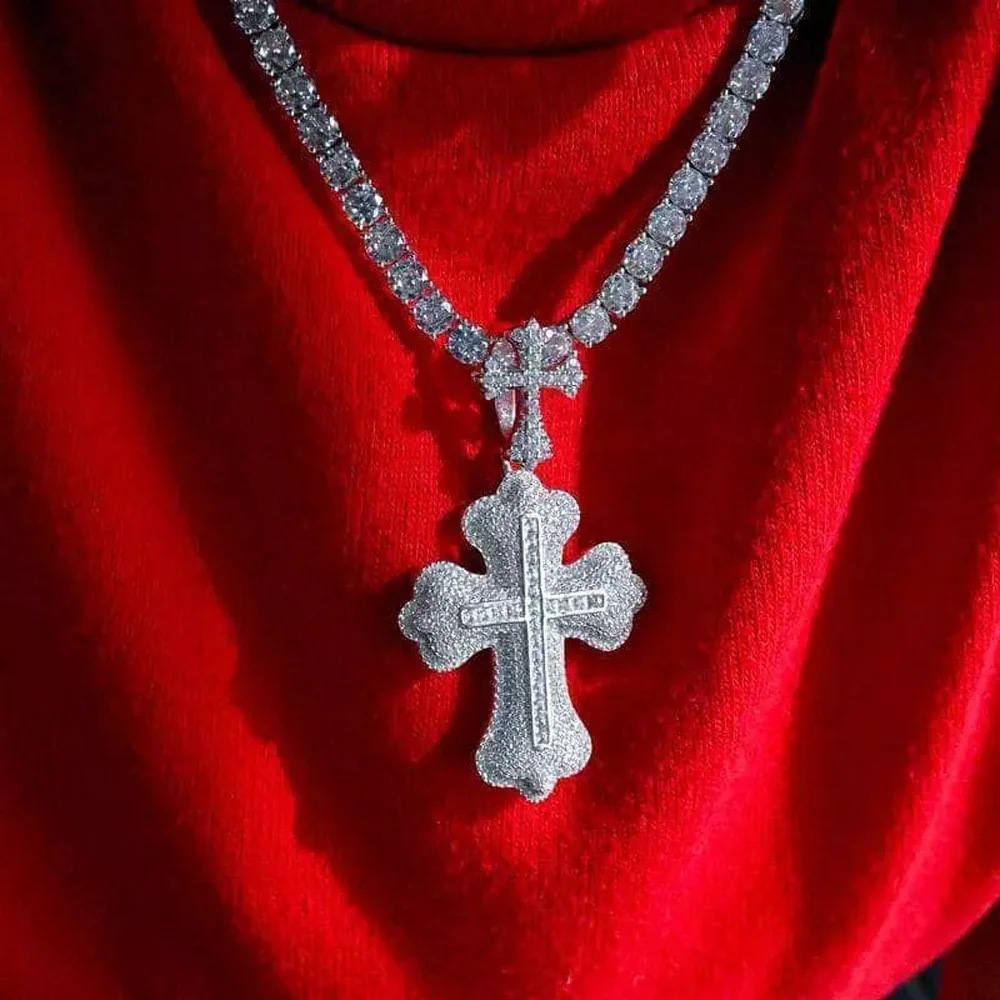 Fashion Double Cross Pendant Necklace Jewelry 18k Real Gold Plated Full Zircon