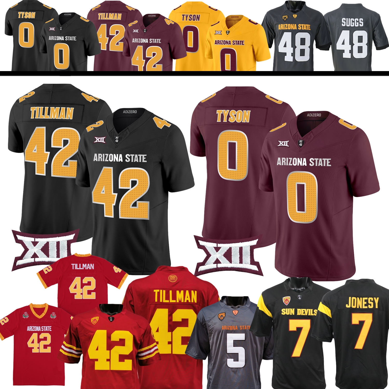Arizona State ASU College Football Jersey Jeff Sims Pat Tillman Jordyn Tyson Sam Leavitt Raleek Brown Romney Tate Romney Anderson Smith Alford Rowser Breedlove