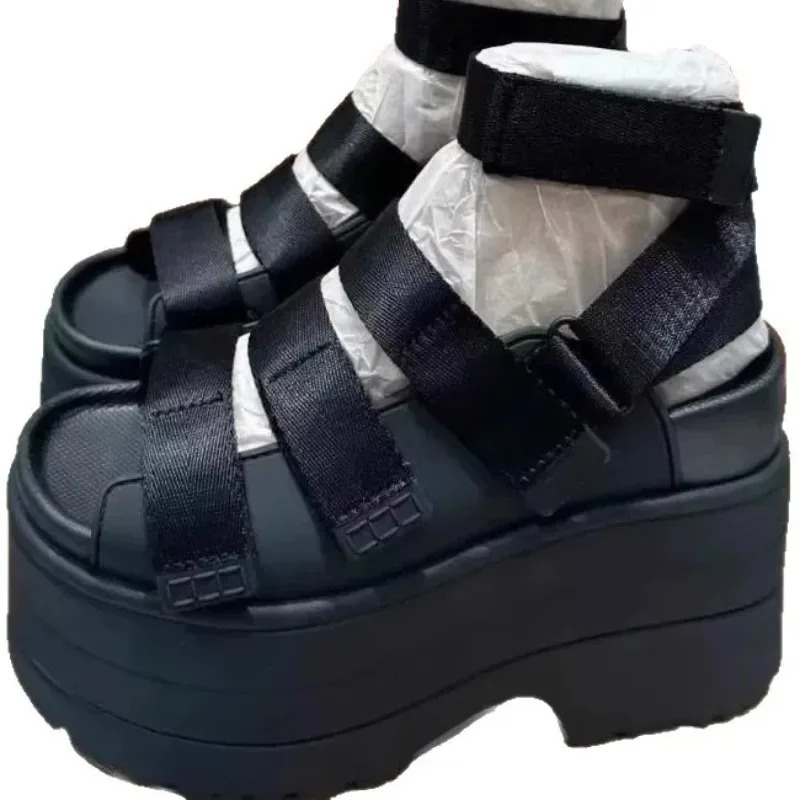 Casual Thick Heel Heightening Magic Tape Sandals Summer Style Roman Versatile Womens Shoes Comfortable SlipOn Sandal 250820