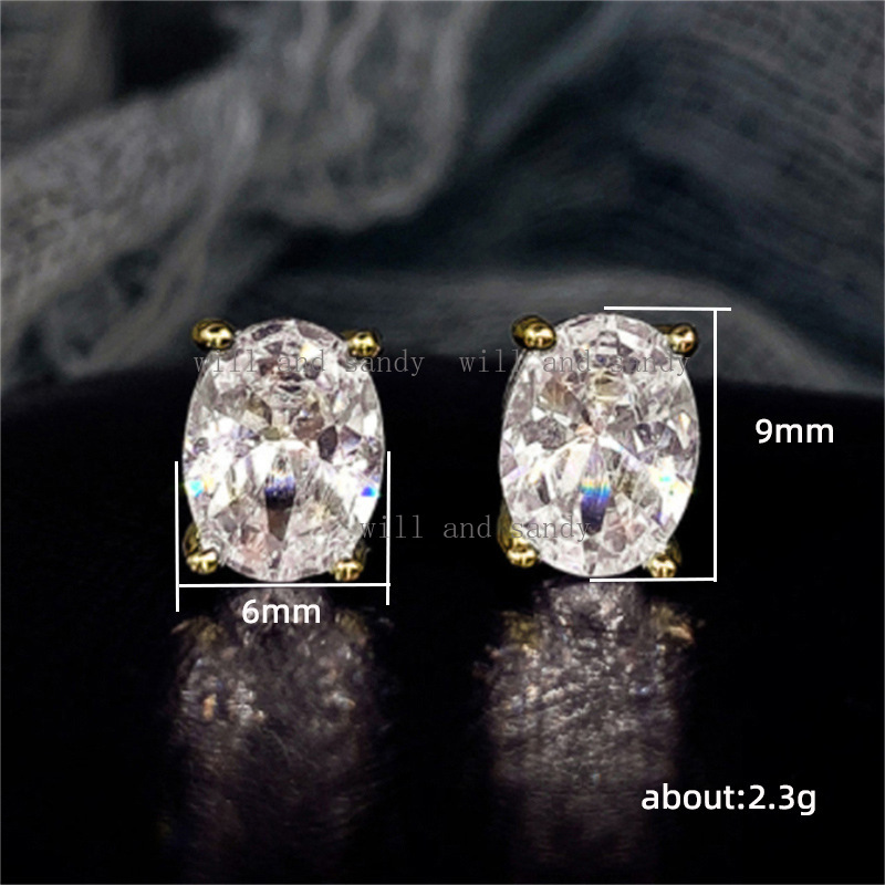 Oval Cut Cubic Zirconia Solitaire Stud Earrings for Women Heart Teardrop Charm Sterling Silver Hypoallergenic Earrings Wedding Bridesmaid Gift Fine Je