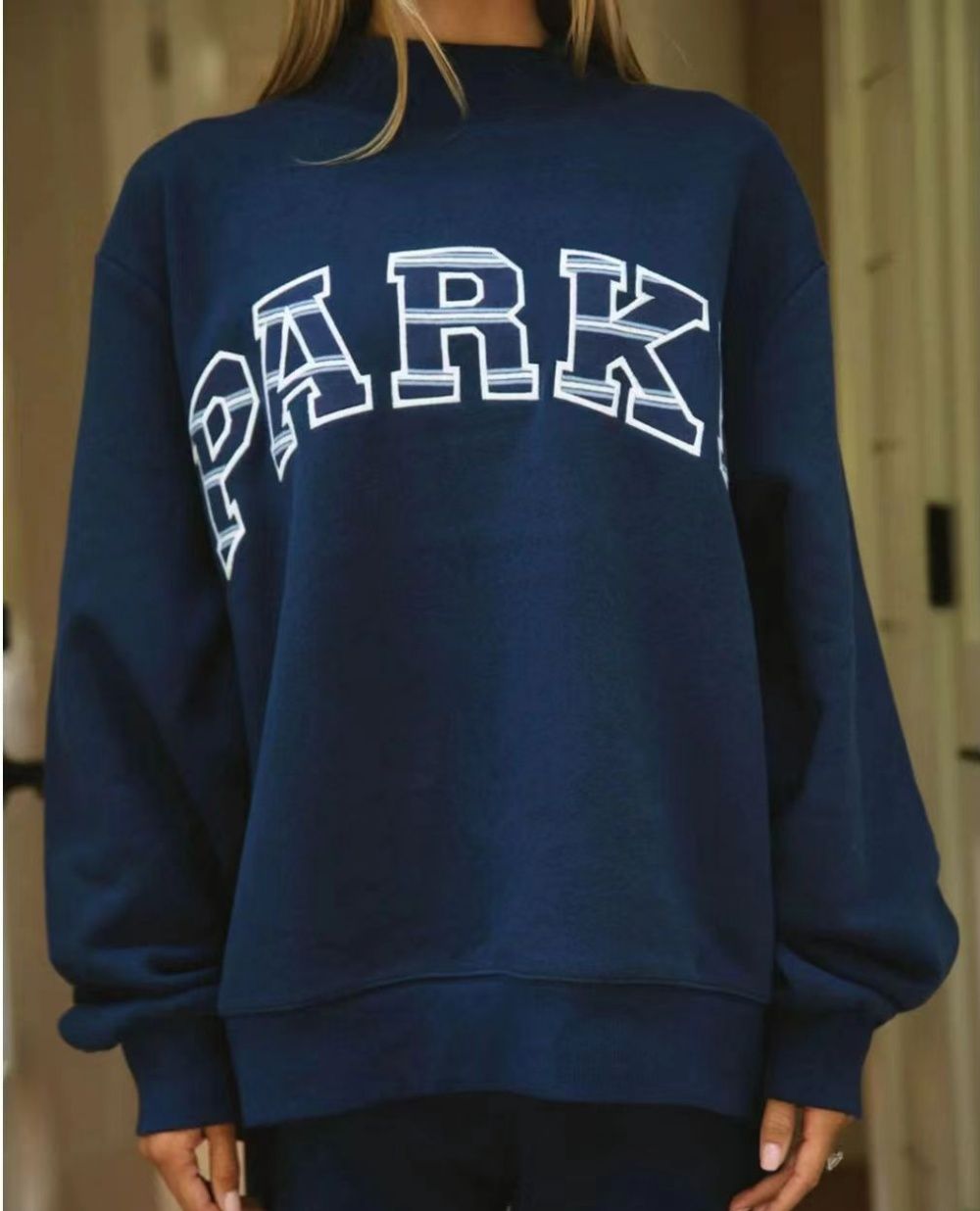 Parke Womens Autumn Loose Fit Letter Print Hoodie parke sweatshirt 100% Cotton Long Sleeve Pullover Hooded Top Daily Casual parke sweatshirt womens AAA006