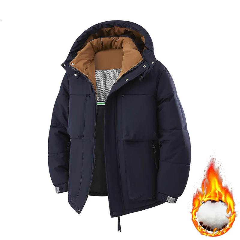 Mens hooded cold resistant short jacket autumn and winter outdoor sports warm cotton jacket casual and fashionable jacket 250829
