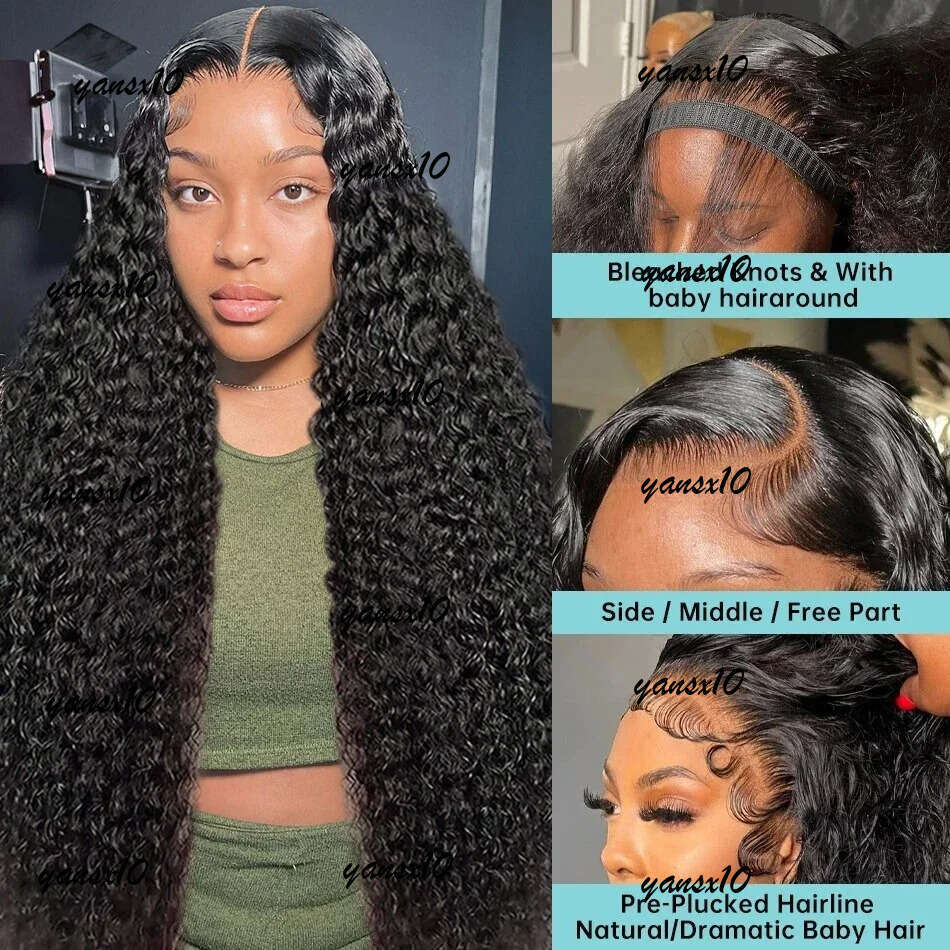 250%Loose Deep 13X6 Front Human Hair Brazilian Glueless Wigs For Women 360 HD Water Wave Lace Frontal Wig Pre Plucked
