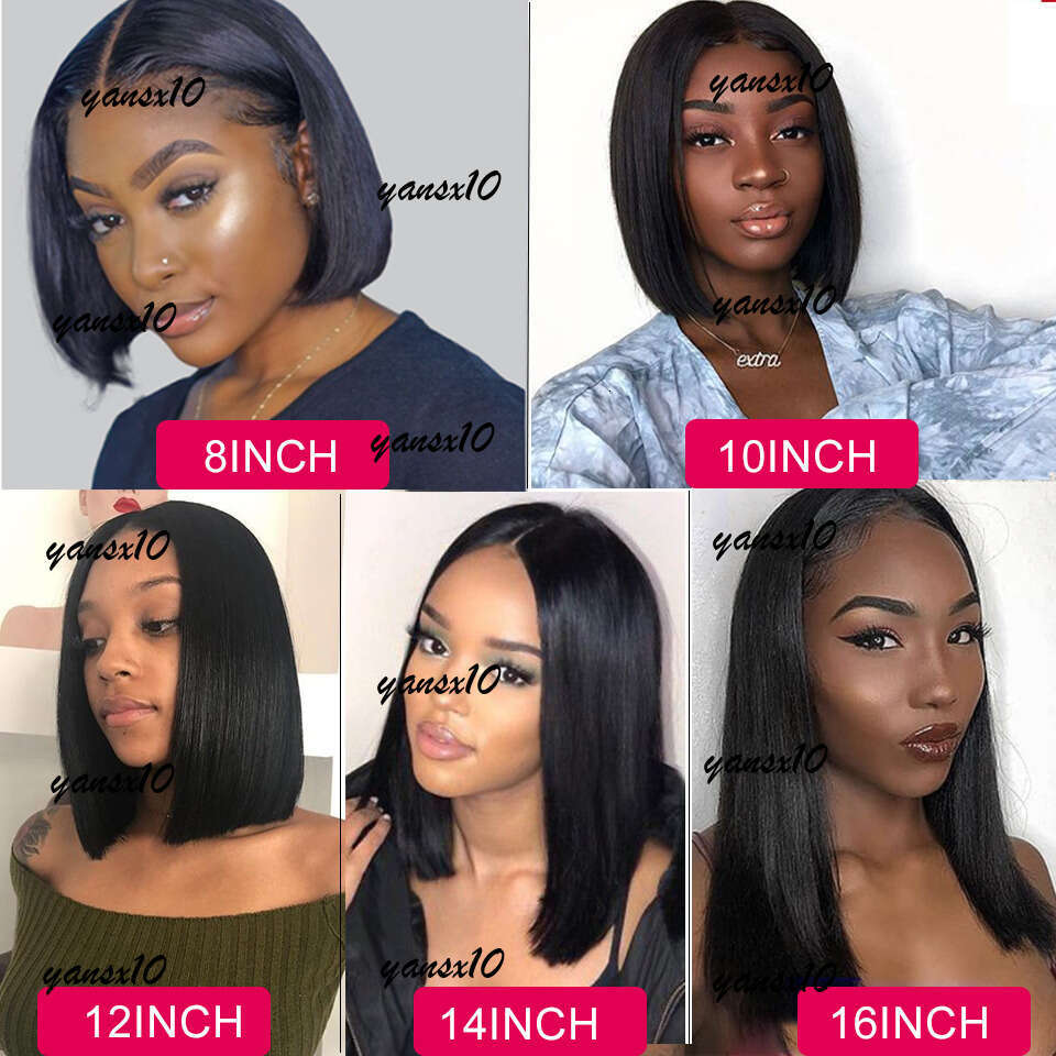 4x4 Lace Closure Wig Brazilian Straight Short Bob Human Hair Wigs Gagaqueen 150% Density