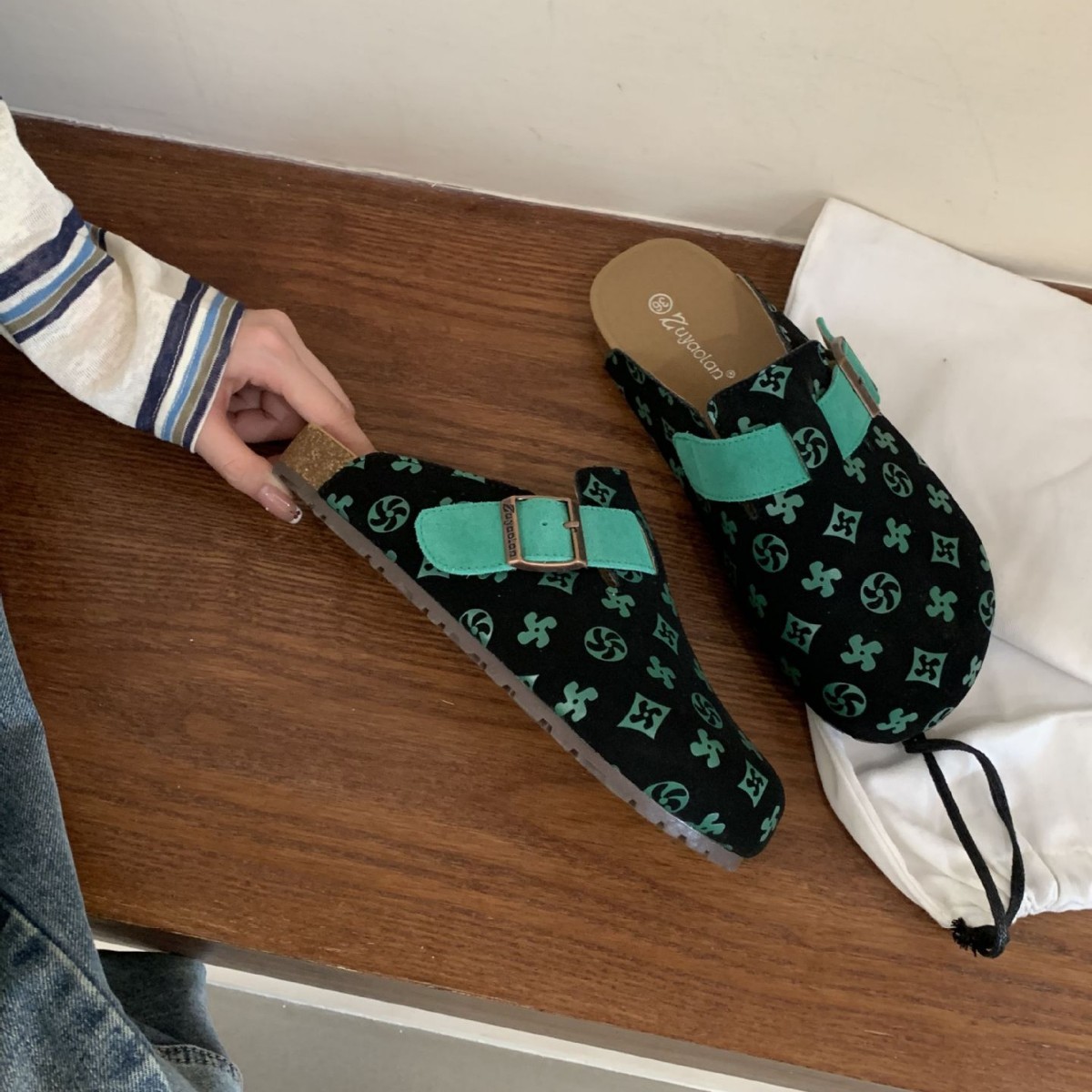 Fashion Versatile Printed Platform Slippers 2025 Autumn New Design Casual Soft Sole Women Shoes