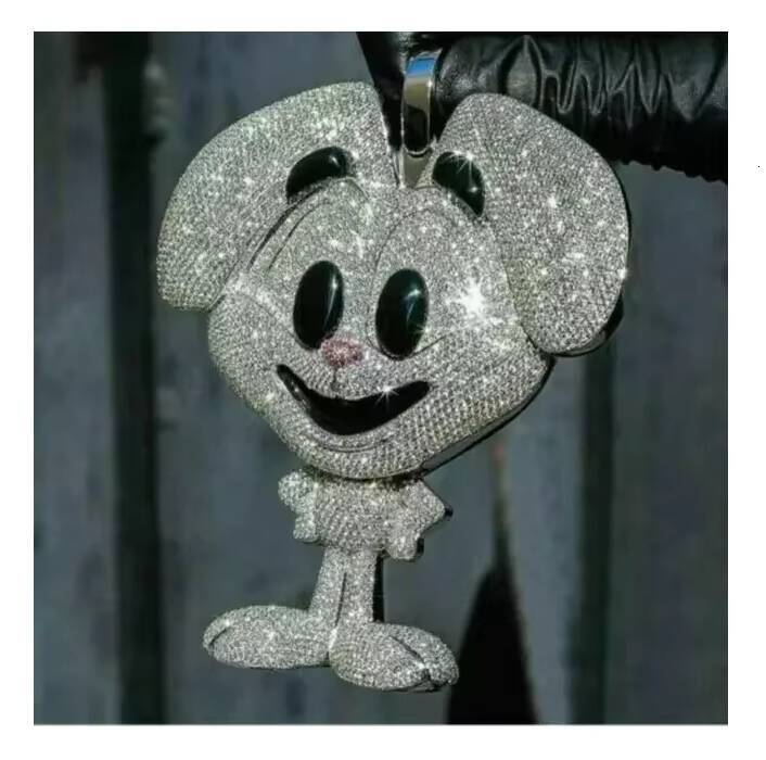 Real Moissanite 200Ct Round Cut Mens Cartoon Pendant 14K White Gold Plated Eternal Love And Designed For Everyday Elegance