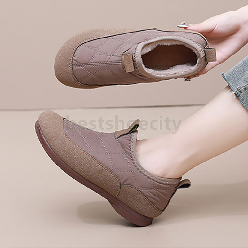 Winter designer boots woman Fashion snow boots Fluffy Lining Soft Sole Shoes Ladies slip-on Warm Comfortable wool blend cotton booties Size 35-42