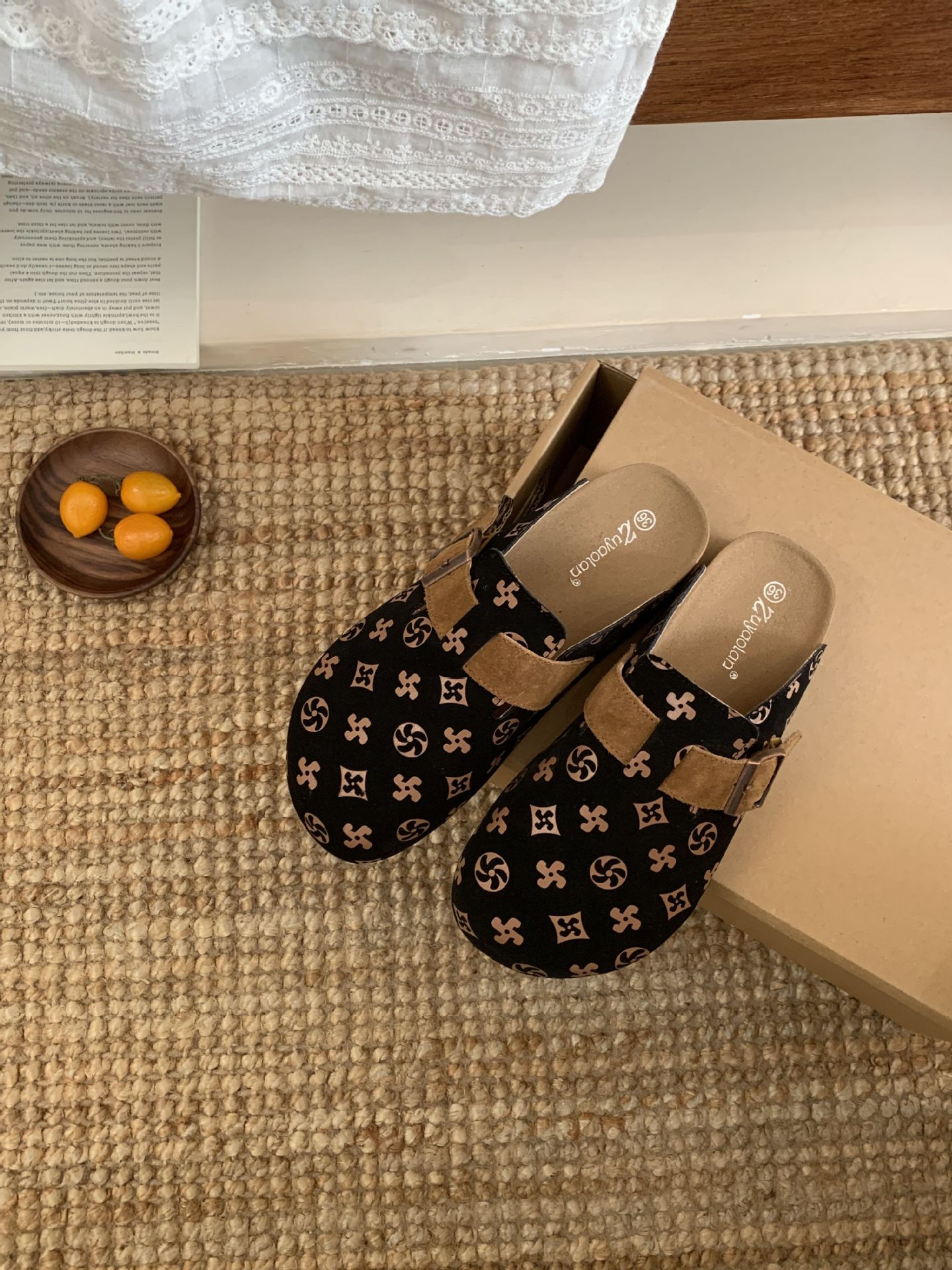 Fashion Versatile Printed Platform Slippers 2025 Autumn New Design Casual Soft Sole Women Shoes