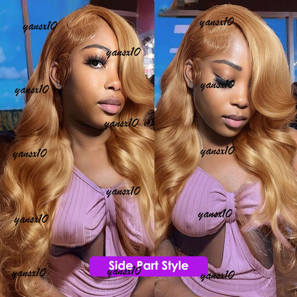 Peruvian Soft Glueless Honey Blonde Body Wave 13x4 Colored Front Human Hair Wigs HD Synthetic Lace Closure Wig 250 Density