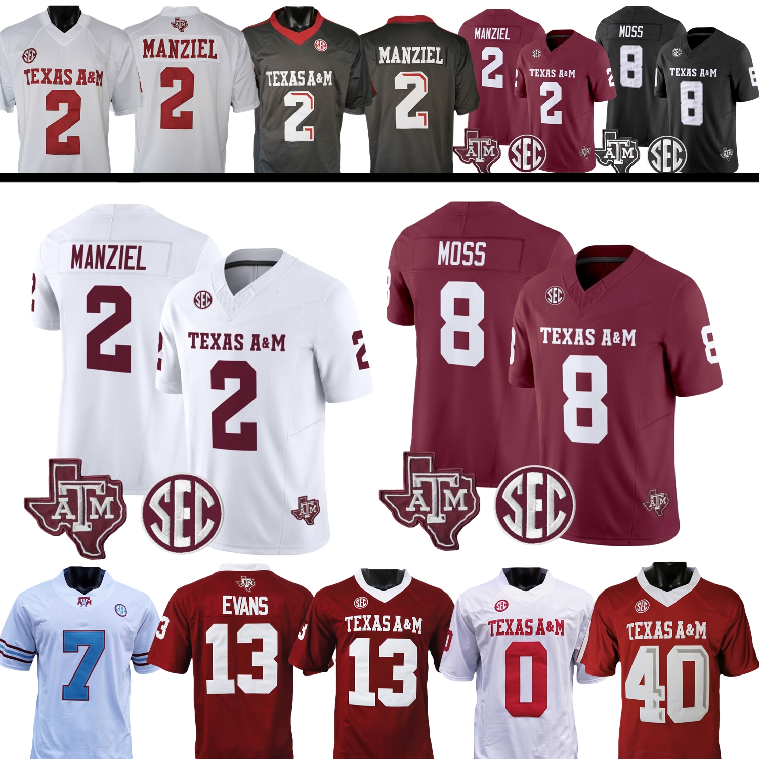 Football Jersey College Johnny Manziel Jacob Zeno Rueben Owens II KC Concepcion Le'Veon Moss Marcel Reed Niblack Daniels Smith Williams Hicks Hart Bussey Mikhail