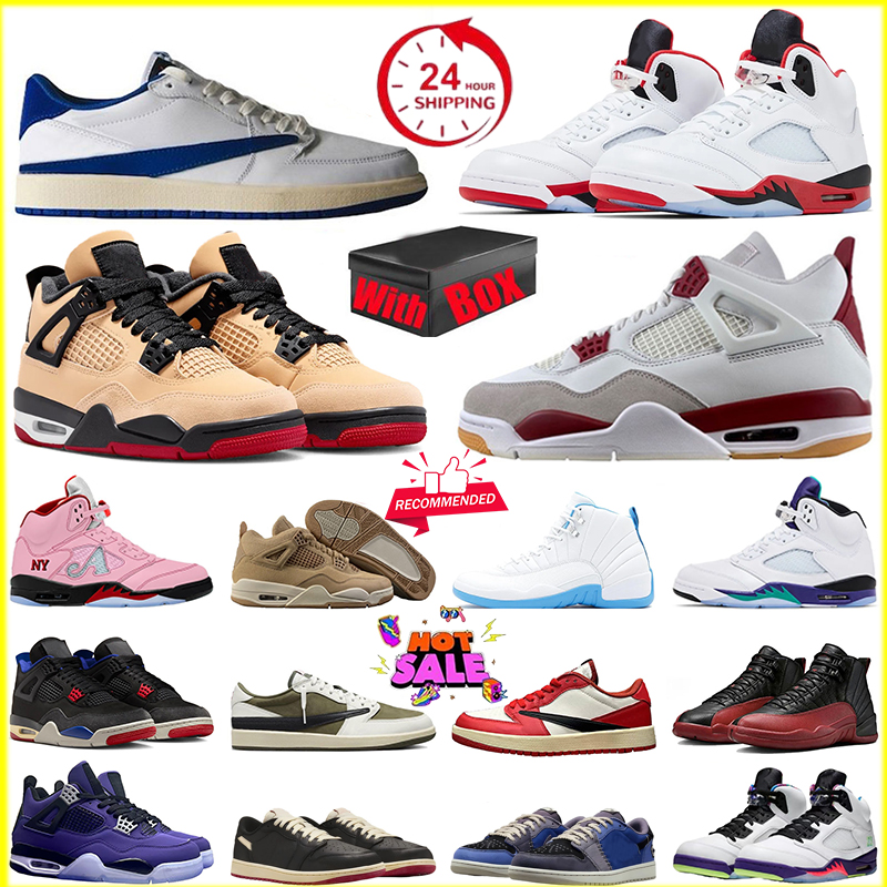 with box designer Basketball Shoes sneakers 5s pink Grape Black pizza 4s University blue Rear DIY 12s melo Flu Game French Bluemelo red 1s black eur 36-47 top quality