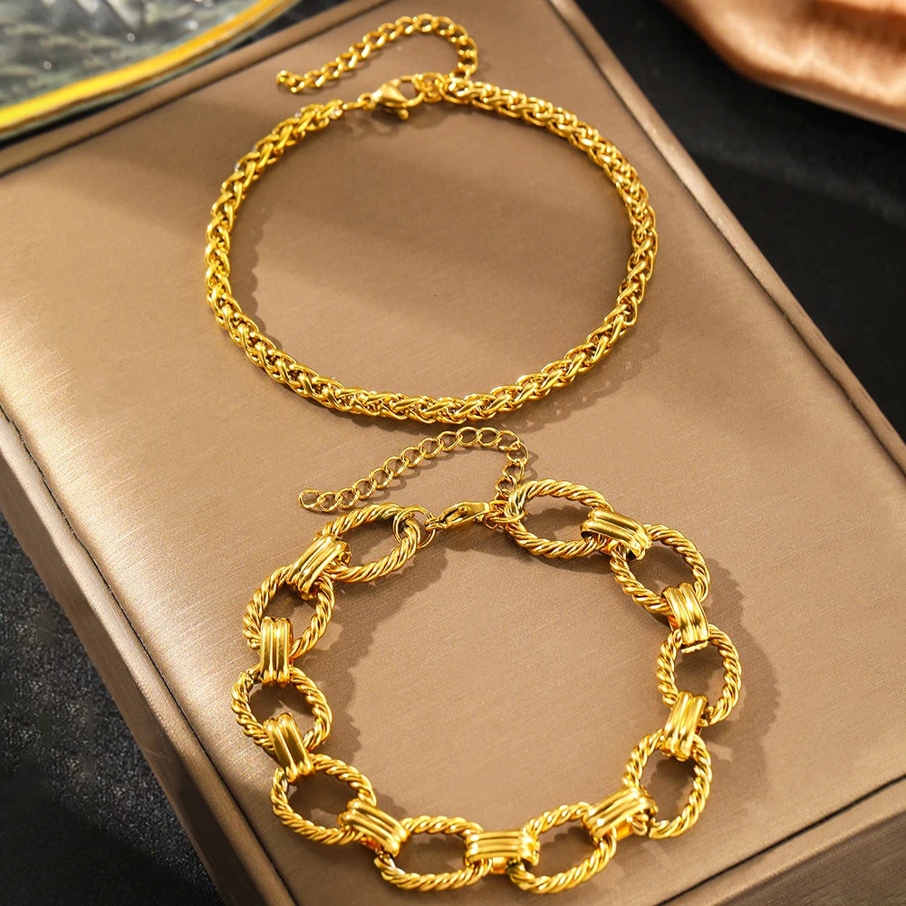 Stainless Steel Bracelet Set Minimalist Chain Atmospheric For Women Jewelry Nonfading Highquality Gifts 250828
