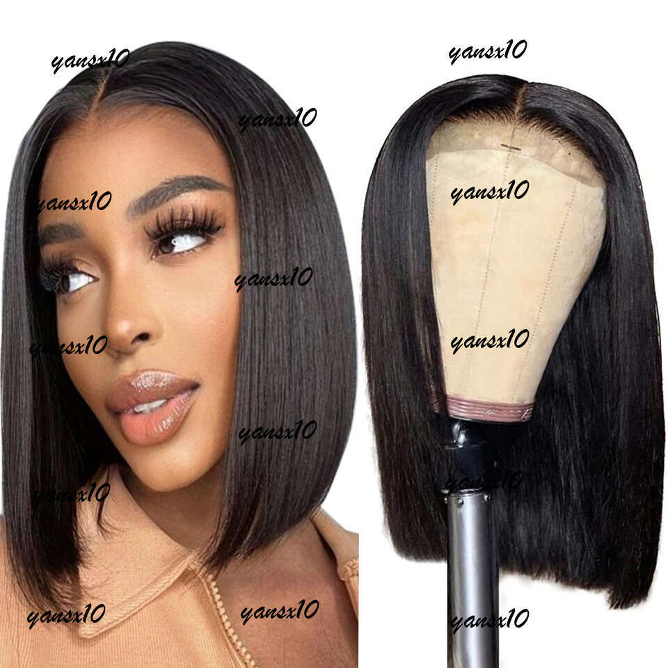 4x4 Lace Closure Wig Brazilian Straight Short Bob Human Hair Wigs Gagaqueen 150% Density