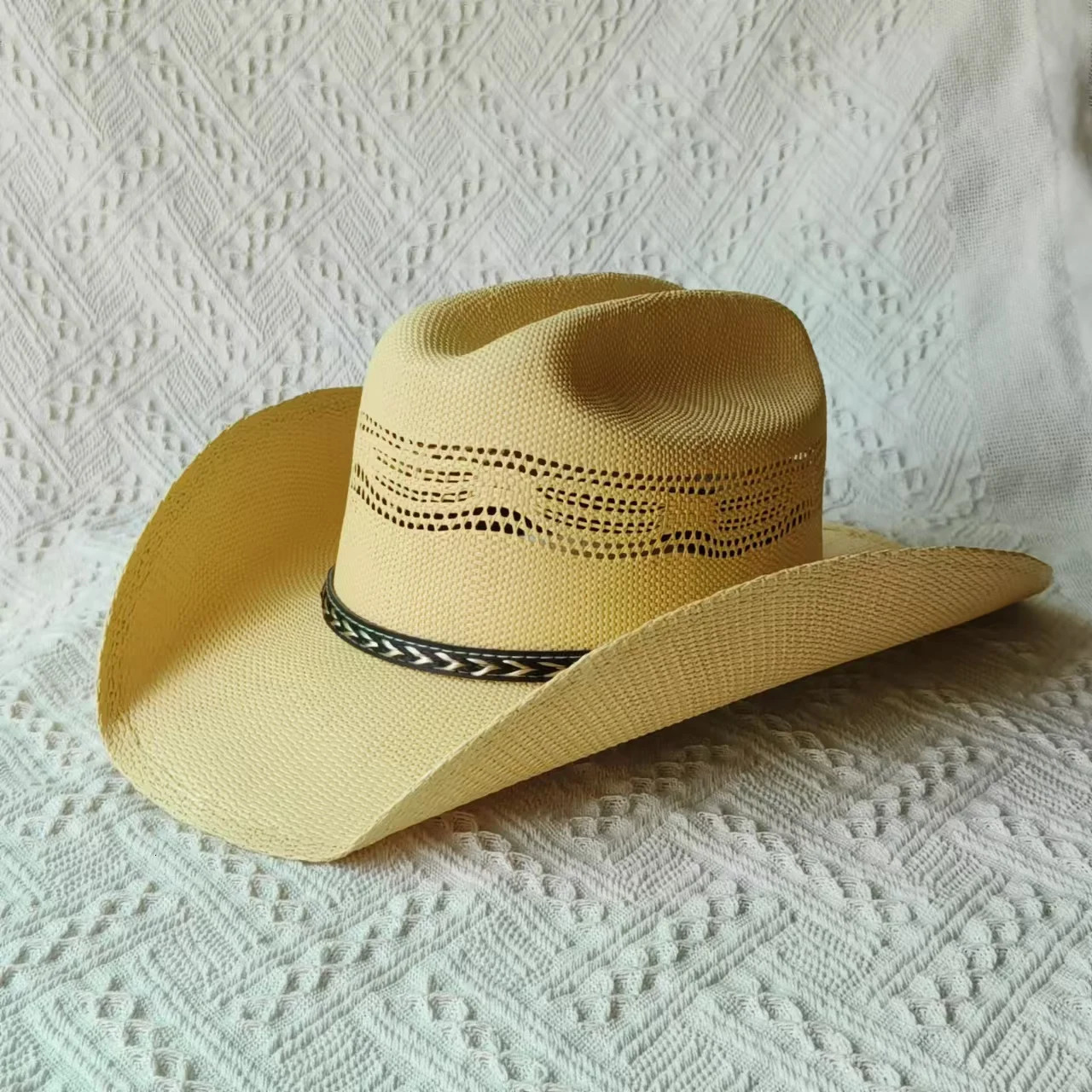 Pasture Western Cowboy Straw hat women Large Brim stiff straw hat cowboy Outdoor summer Sun Jazz Hat sombrero vaquero hombre 250829