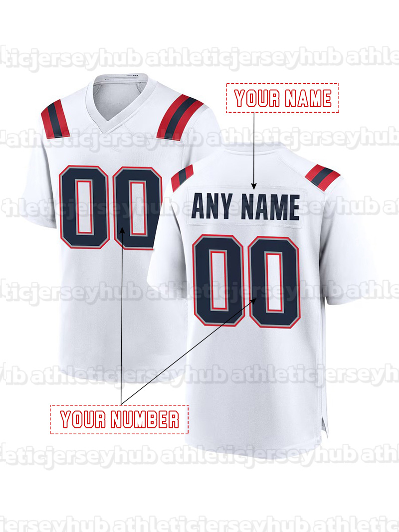 Custom Football Jersey Drake Maye Stefon Diggs Christian Gonzalez 12 Brady Mike Vrabel