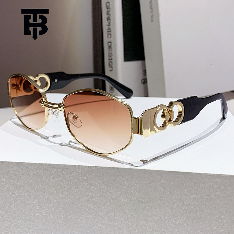 Free Shipping For New Designer Accessories 2025 Personality Oval Trendy Driving Sunglasses For Men Fashion Metal Small Frame Women Sunshade Sunglasses