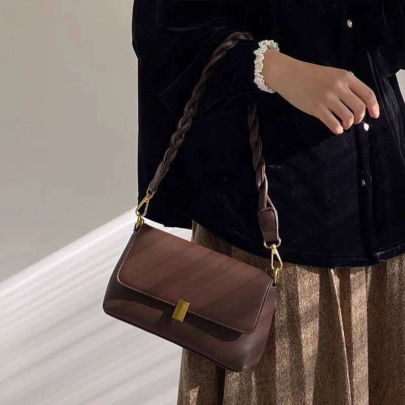 2025 New Women's Retro Underarm Single Shoulder Cross Small Bag, Horizontal Square Style