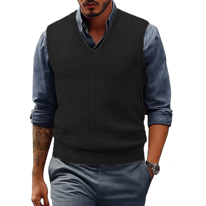 Mens Sweater Vests V Neck Cable Twist Knit Sleeveless Vests Casual Pullover Sweater Lightweight VNeck Vest Pullover 250829