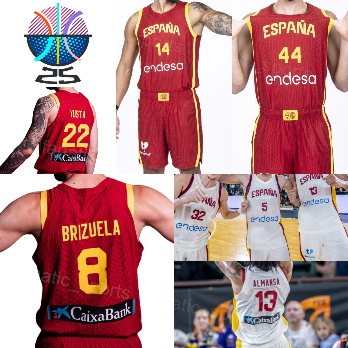 Printed Spain EuroBasket Espana Basketball 13 Marc Gasol Jersey 21 Alex Abrines 4 Pau Gasol 14 Willy Geuer 23 Sergio Llull 9 Alberto Diaz Men Women Kids 2025 2026