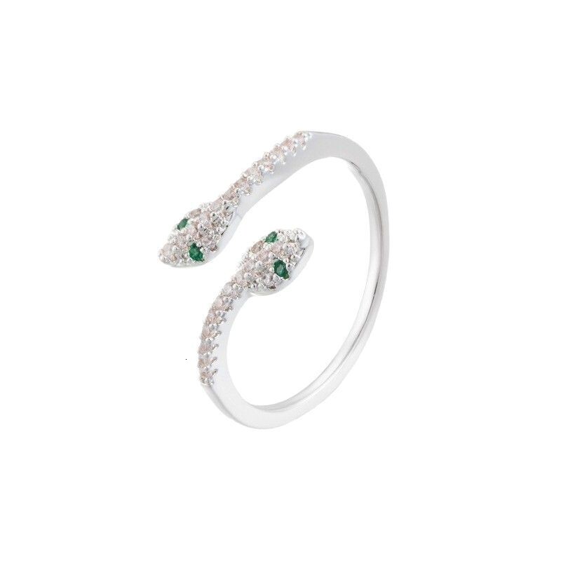 Luxury Brand Designer Jewelry Micro-Inlaid Double Snake-Shaped Ring For Women, Light Luxury Niche Design, European And American Style Fashionable Pers