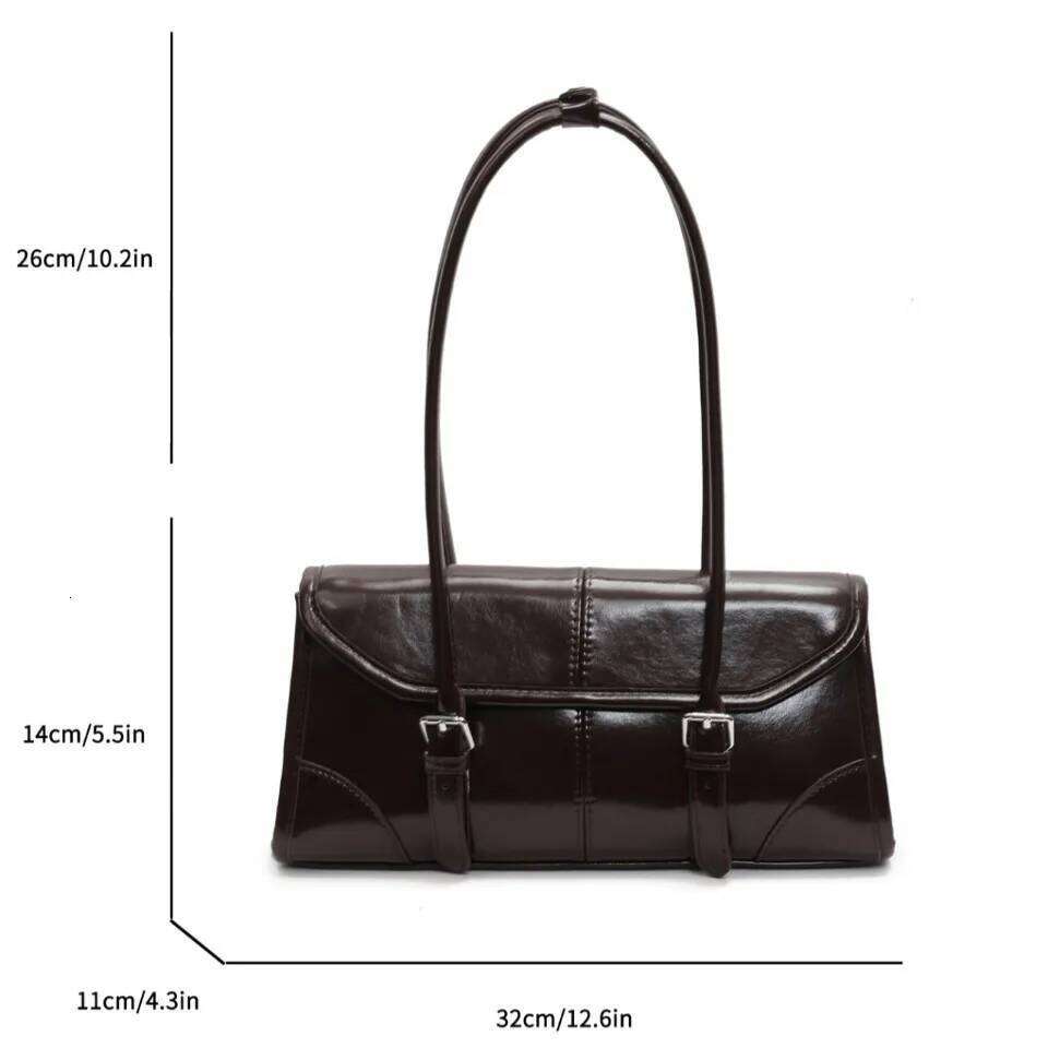High-End Oil Wax Leather Underarm Elegant Women's Magnetic Buckle Shoulder Bag Commuter Versatile Ladies Casual Tote Bags