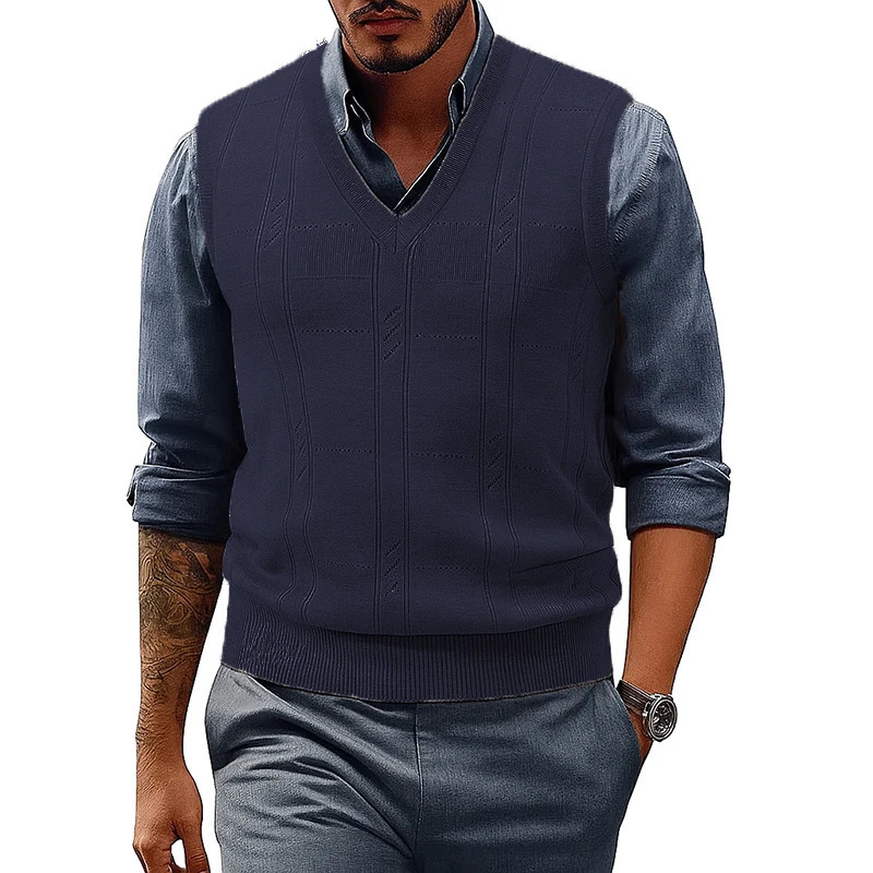 Mens Sweater Vests V Neck Cable Twist Knit Sleeveless Vests Casual Pullover Sweater Lightweight VNeck Vest Pullover 250829