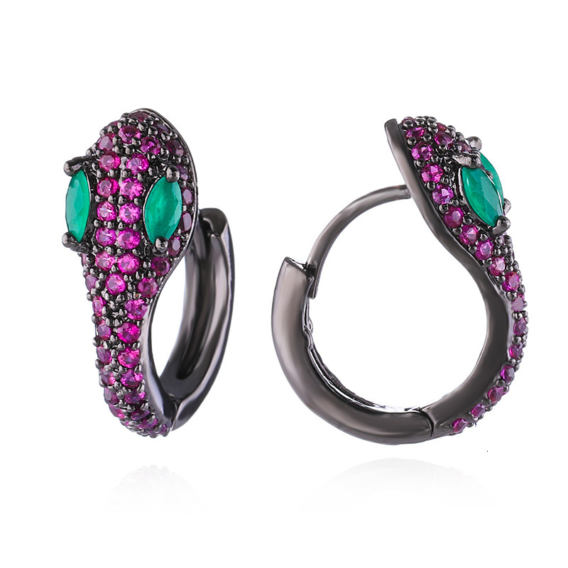 Luxury Brand Designer Exquisite Snake-Shaped Earrings European And American Three-Dimensional Funny Ear Jewelry Copper Micro-Inlaid Women's Minim