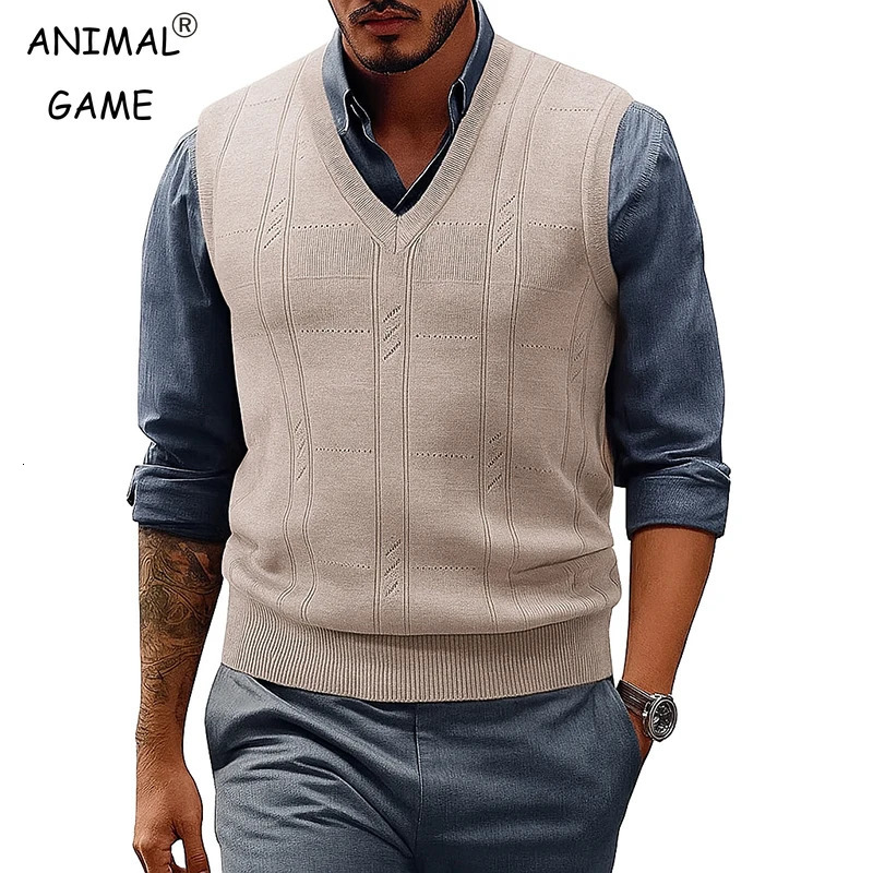 Mens Sweater Vests V Neck Cable Twist Knit Sleeveless Vests Casual Pullover Sweater Lightweight VNeck Vest Pullover 250829