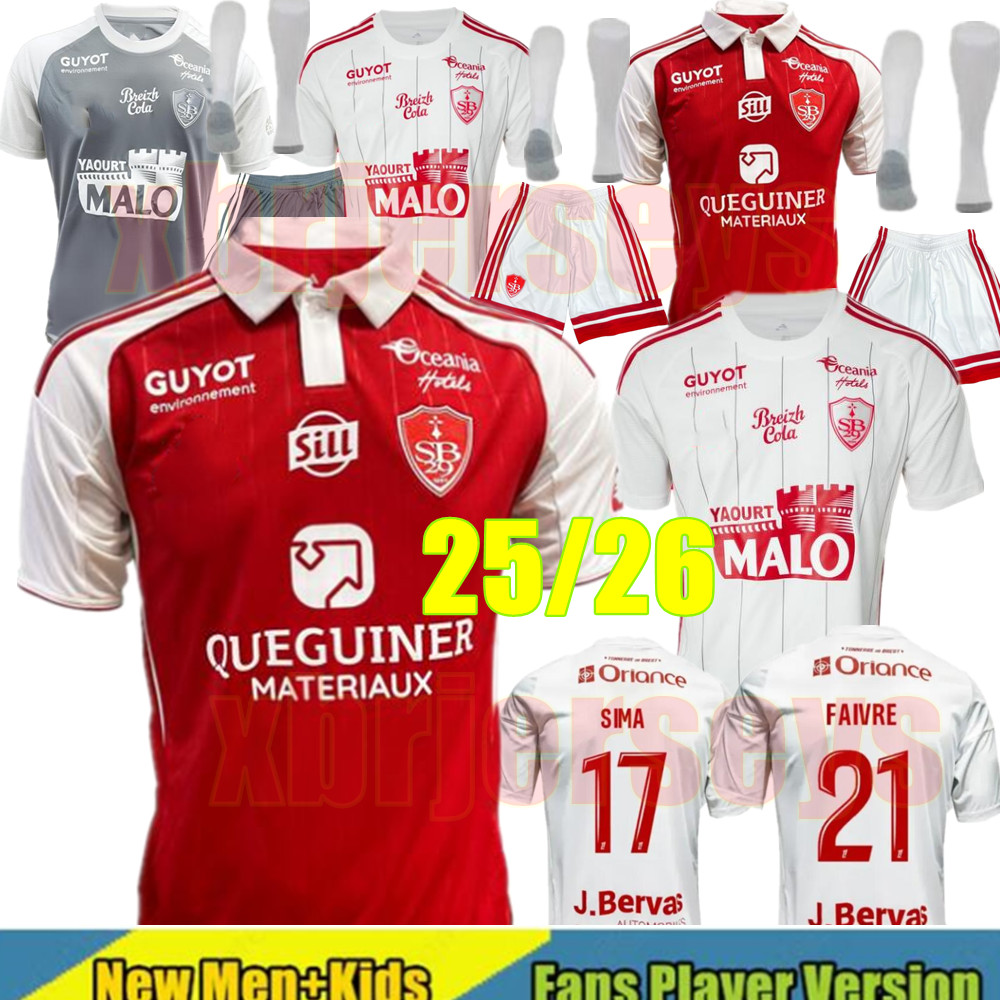 25 26 Brest Soccer Jersey LOCKO DEI CASTILLO FAIVRE FAIVRE MEIOU CHARDONNET Stade Brestois Football Shirt White 2025 2026 away game Player men kids kit Sweatshirt