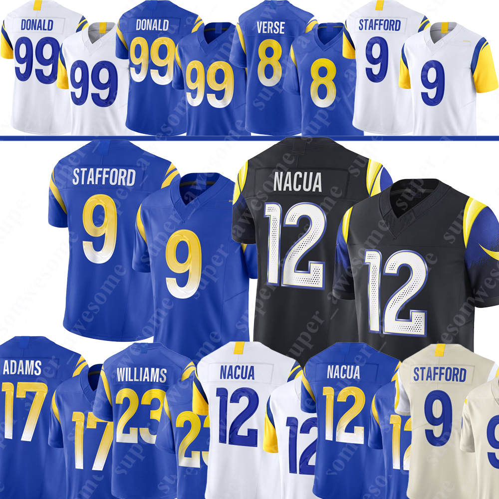 12 Puka Nacua Davante Adams Matthew Stafford Football Jersey Aaron Donald Byron Young Kyren Williams Jimmy Garoppolo Jared Verse Braden Fiske Turner Marshall Faulk