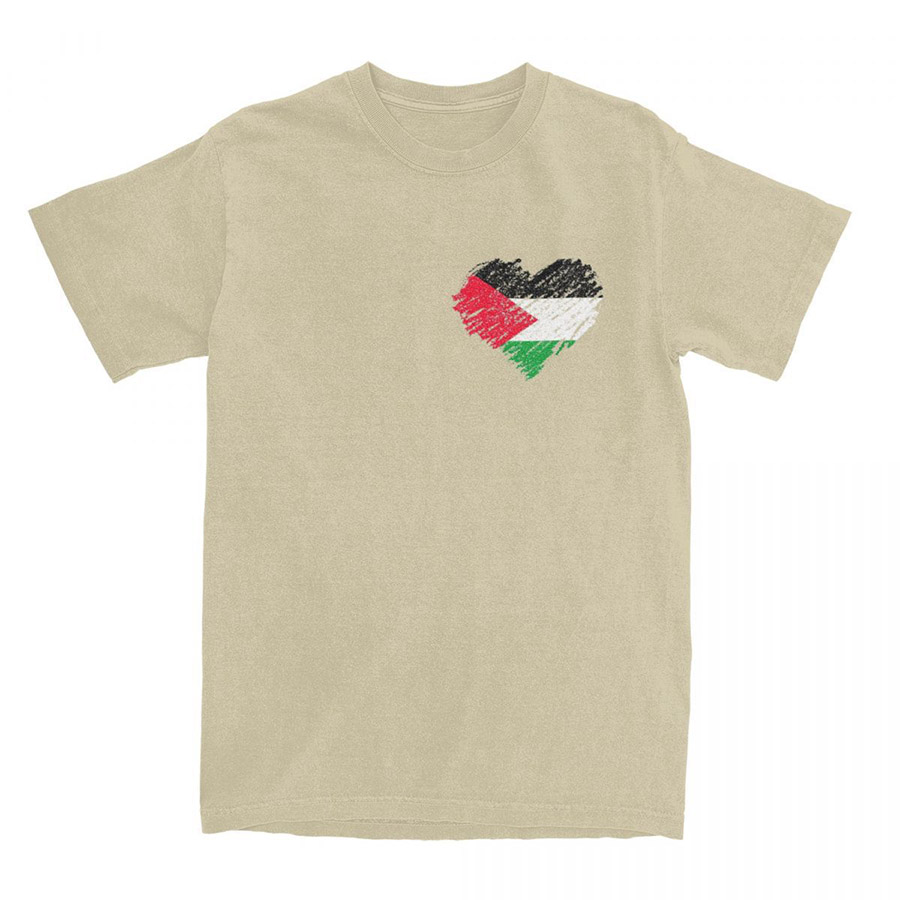 Palestine Palestinian Heart Scribble Vintage Men T-Shirt Streetwear Printed Fashion Short Sleeve Casual O-Neck Pure Cotton Tops