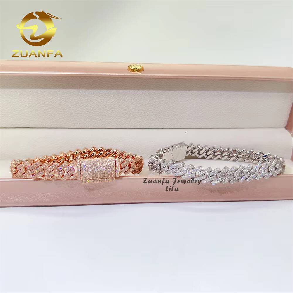 Designer necklace Hot Sale Fine Jewelry Lab Diamond S925 Sterling Silver Rhodium Plated Moissanite Bracelet Men Cuban Link Bracelet