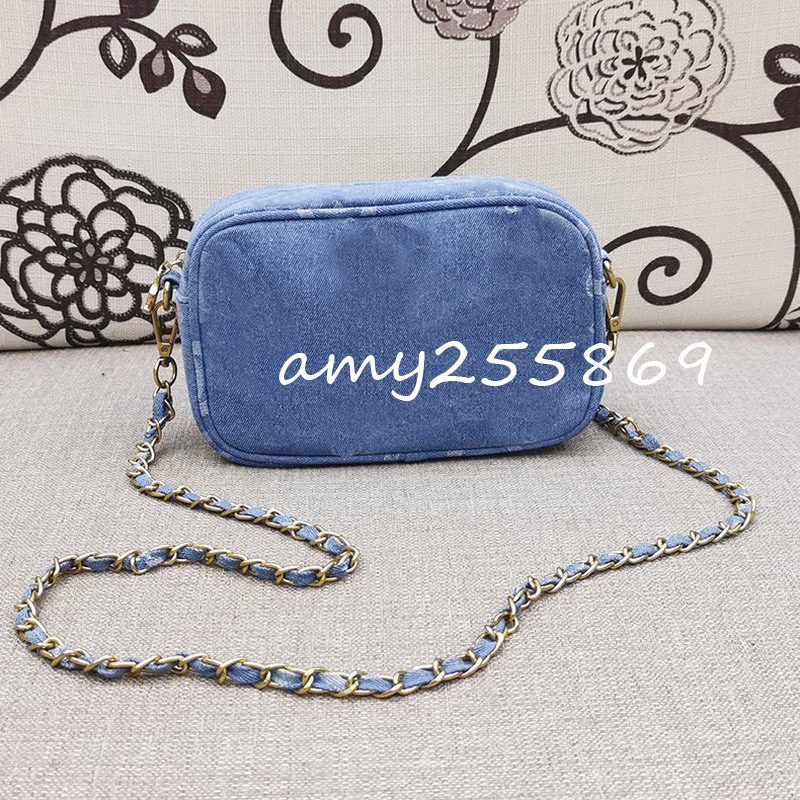 22x8x14CM Storage bags fashion symbol letter denim case with chain classical makeup bag crossbody bag