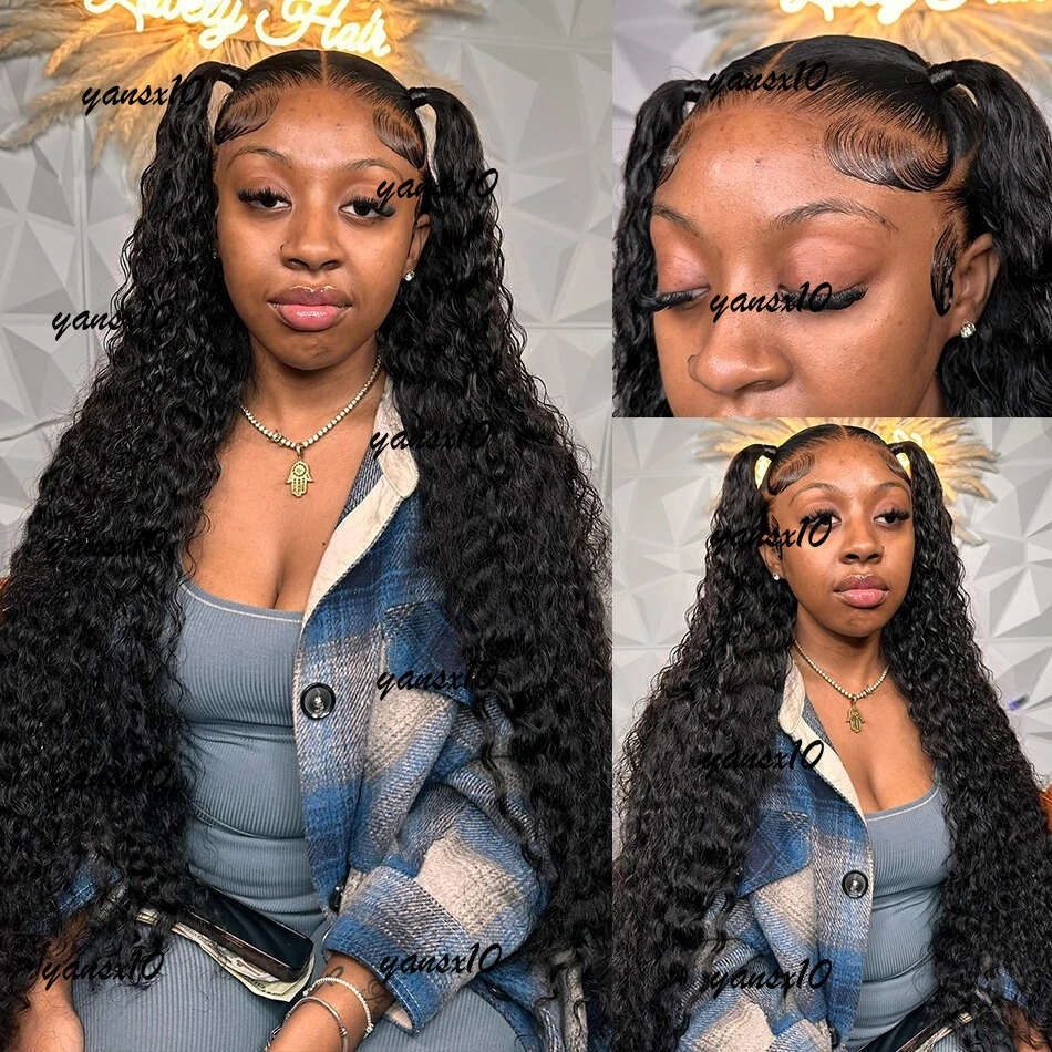 250%Loose Deep 13X6 Front Human Hair Brazilian Glueless Wigs For Women 360 HD Water Wave Lace Frontal Wig Pre Plucked