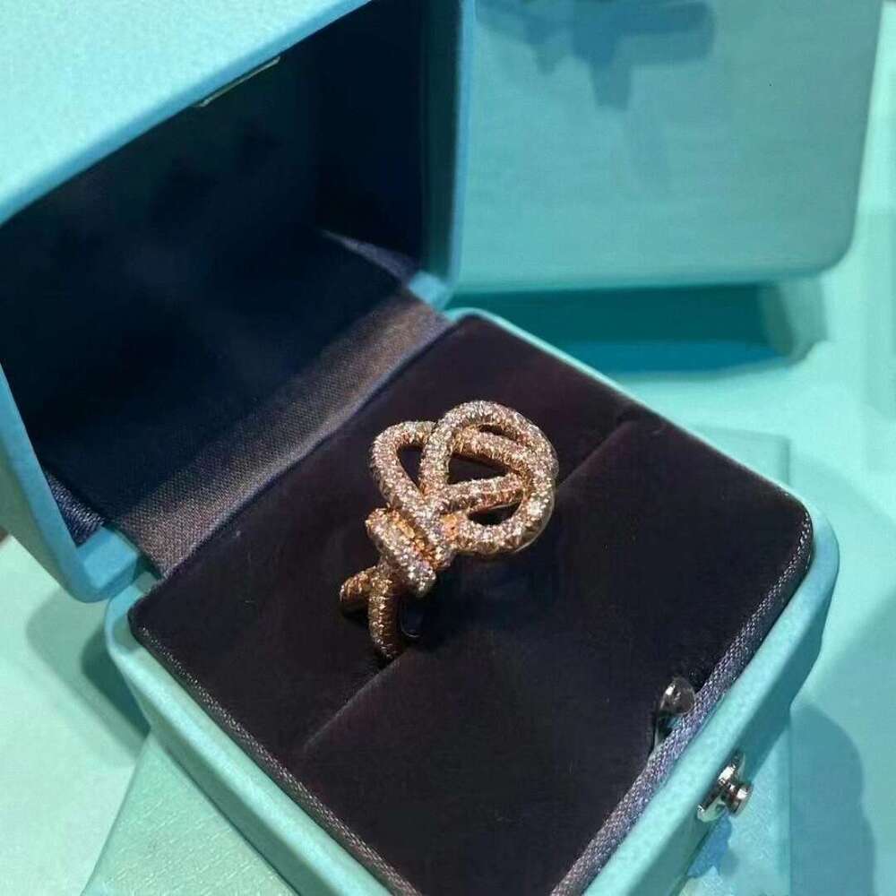 New Keys Woven Full Diamond Key Women Rose Rope Knot Ring Index Finger High Version