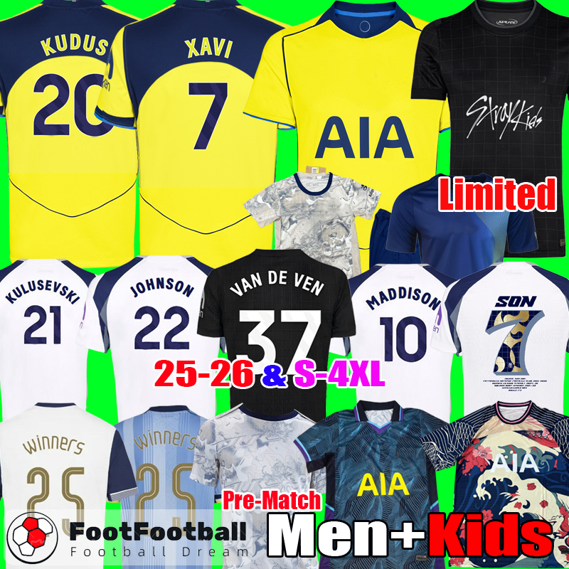 25 26 XAVI KUDUS JOHNSON MADDISON SON VAN DE VEN BERGVALL SOLANKE 2025 2026 football shirt Soccer Jerseys PEDRO PORRO BISSOUMA KULUSEVSKI RICHARLISON kit Men kids