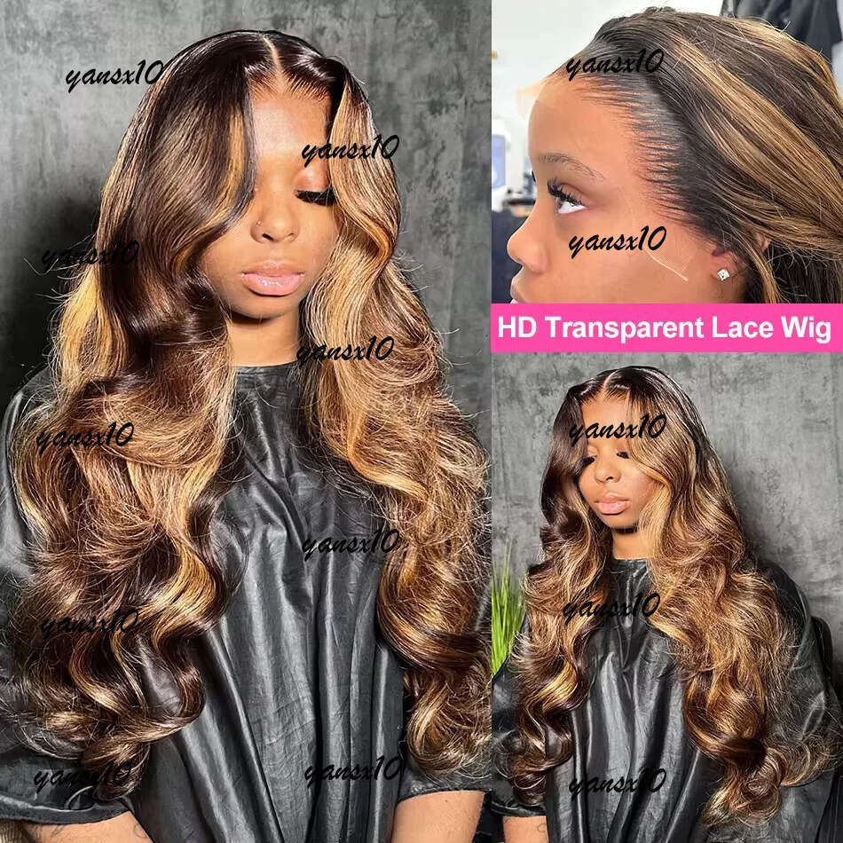 250 Density 30 40 Lnch 4/27 Blonde Highlight Body Wave Frontal Human Hair Wig 13x6 Ombre Colored 13x4 Lace Front Wigs Synthetic for Black Women