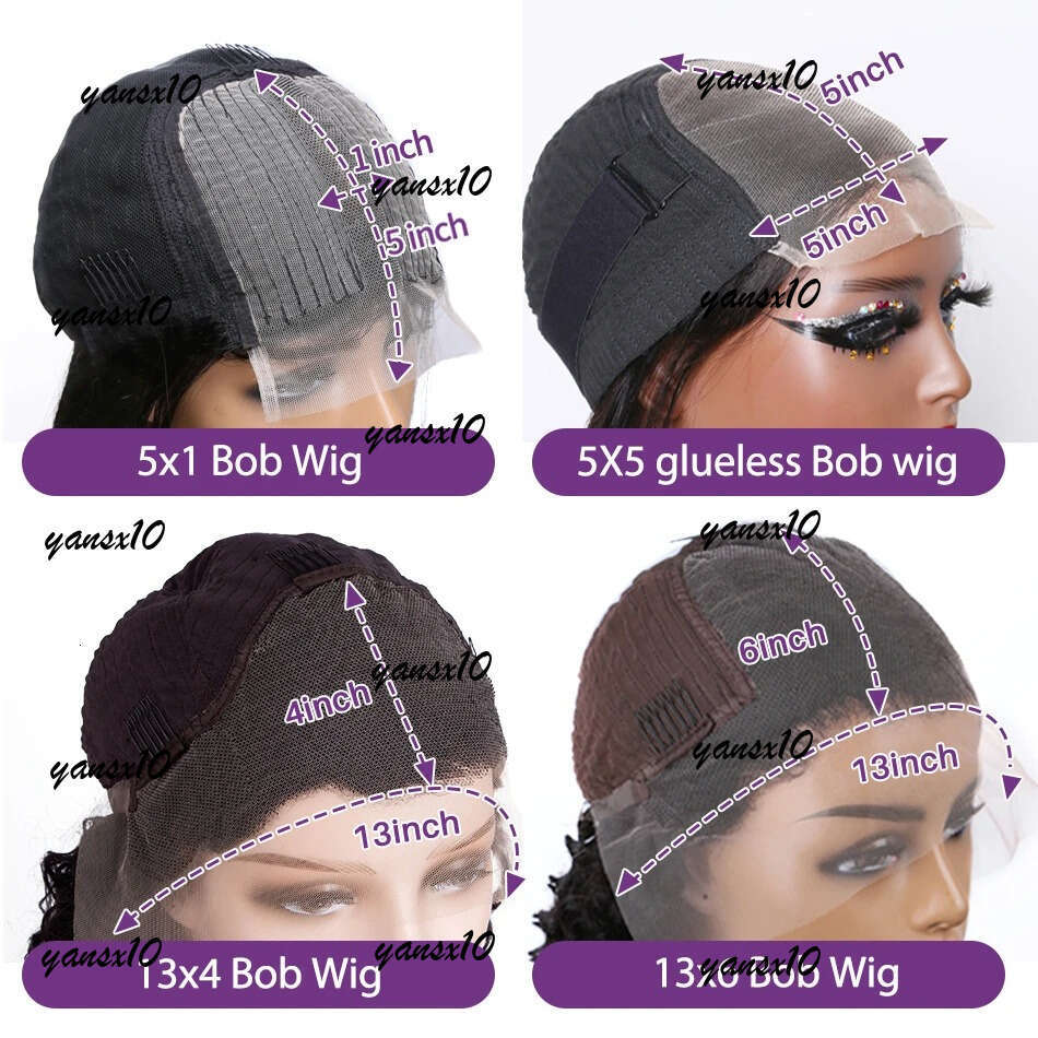 180% Short Curly Bob Front Human Hair 13X4 13X6 Deep Wave Frontal Wig Closure Glueless Wigs Hd Lace