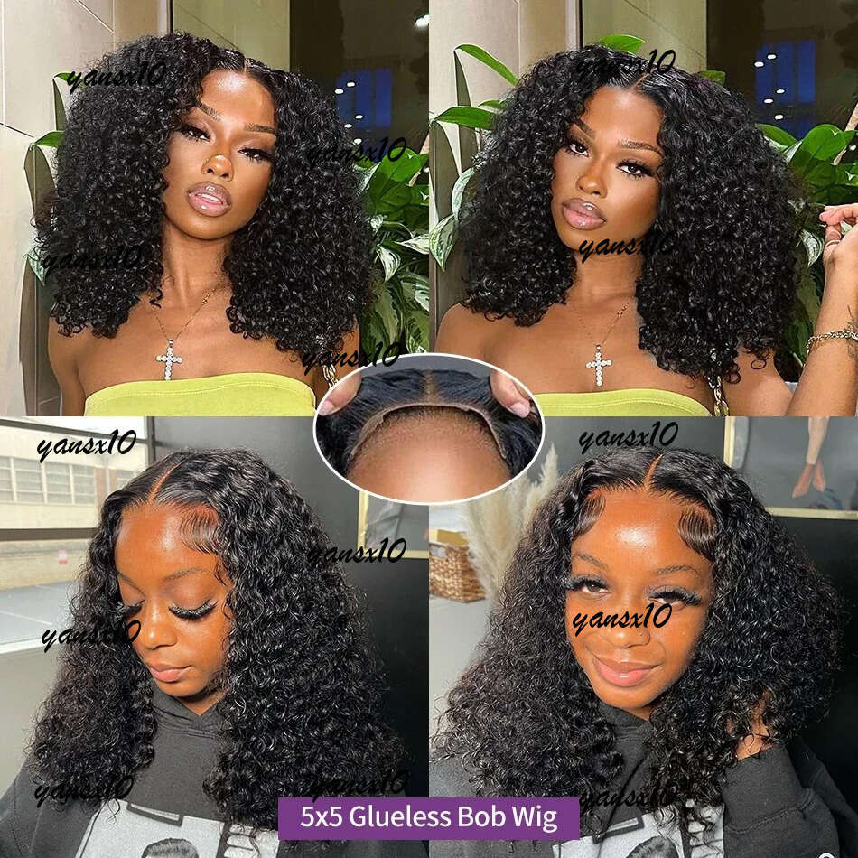 180% Short Curly Bob Front Human Hair 13X4 13X6 Deep Wave Frontal Wig Closure Glueless Wigs Hd Lace