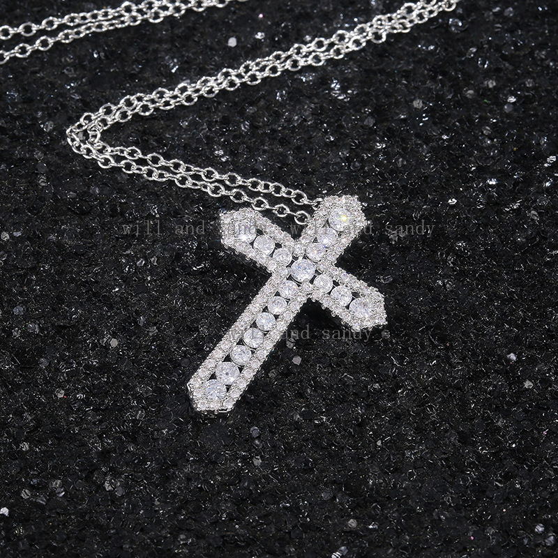 Minimalist Cubic Zirconia Cross Pendant Necklace Designer Jewelry Sterling Silver Love Heart Infinity Cross Diamond Necklaces for Woman Wedding Birthd