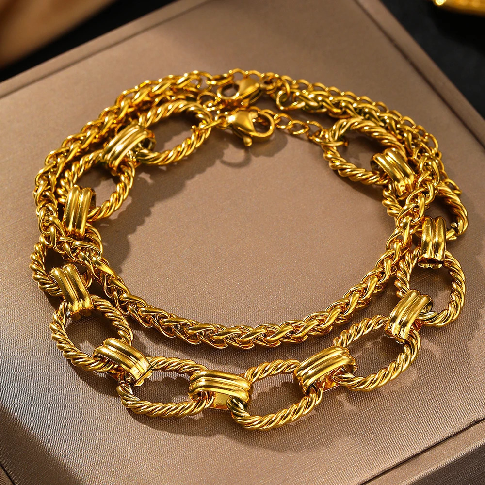Stainless Steel Bracelet Set Minimalist Chain Atmospheric For Women Jewelry Nonfading Highquality Gifts 250828