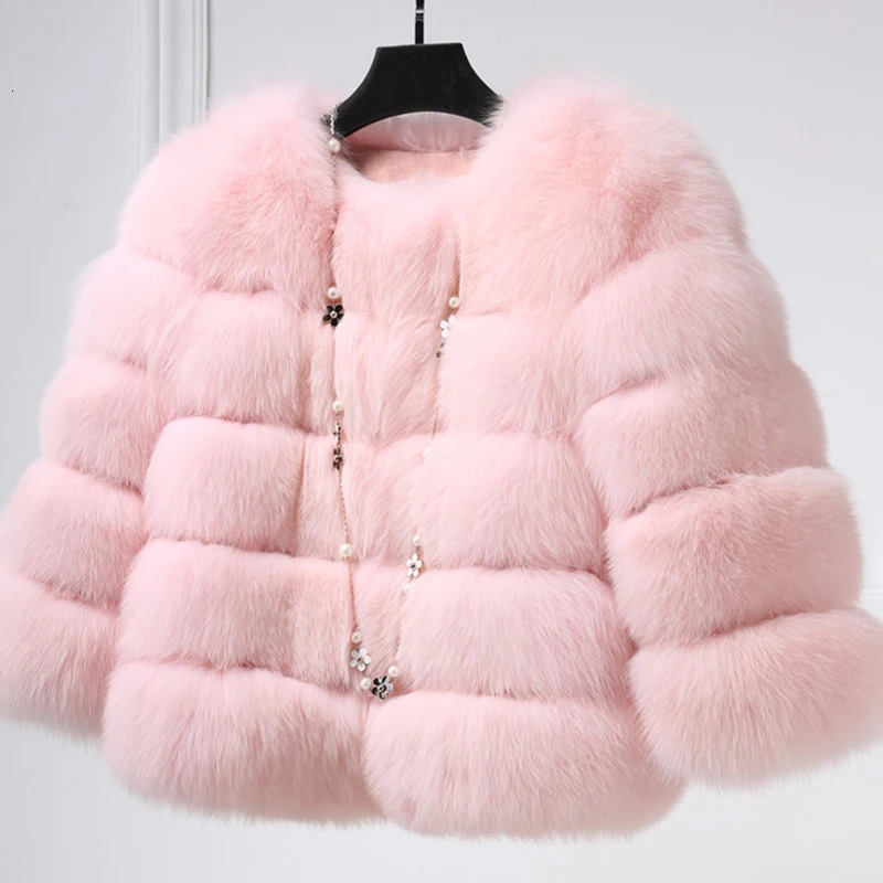 Winter Girls Faux Fur Coat Elegant Baby Girls Fox Fur Jackets And Coats Warm Parka Kids Outerwear Clothes Thick Girls Coat 250908