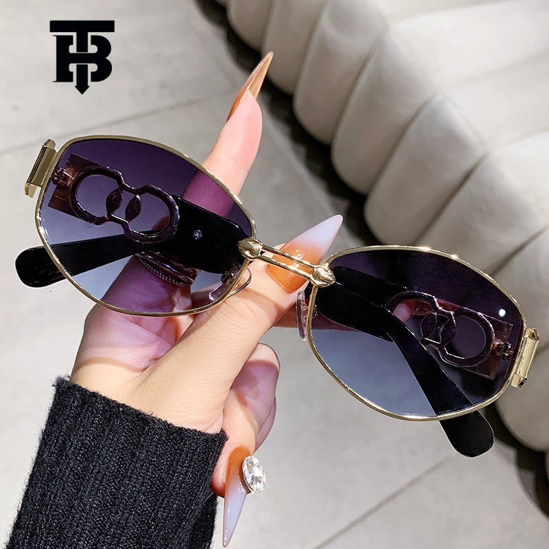 Free Shipping For New Designer Accessories 2025 Personality Oval Trendy Driving Sunglasses For Men Fashion Metal Small Frame Women Sunshade Sunglasses