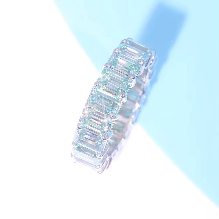 Custom Luxury Jewelry Ring Emerald Baguette Cut Mens Ice Out Moissanite Diamond 18k Gold Moissanite Ring Men