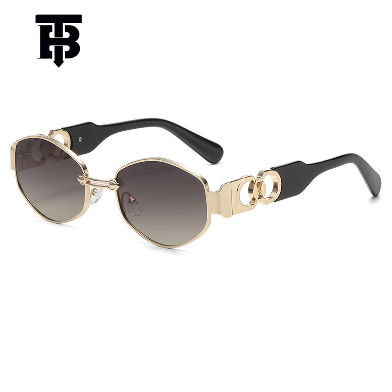Free Shipping For New Designer Accessories 2025 Personality Oval Trendy Driving Sunglasses For Men Fashion Metal Small Frame Women Sunshade Sunglasses