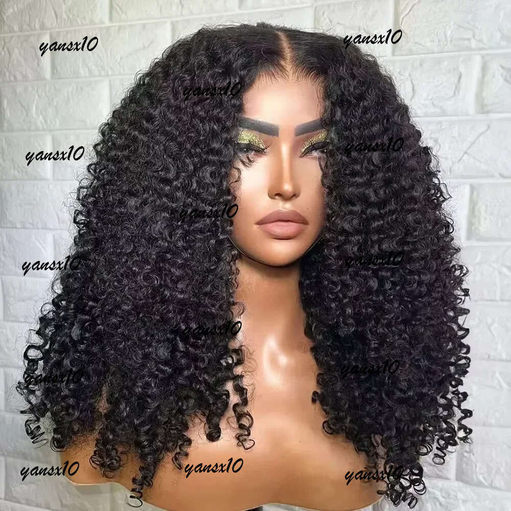 180density Brazilian Kinky 13x4 Frontal Wig Glueless Human Hair 4C Afro Curly Front Synthetic HD Lace Closure Wigs dd